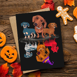 Drei Dackeln Reflektion Halloween-Geschenke Postkarte