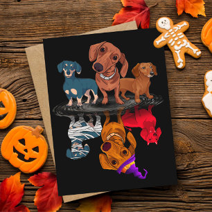 Drei Dackeln Reflektion Halloween-Geschenke Postkarte