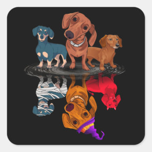 Drei Dackeln Reflektion Halloween-Geschenke Quadratischer Aufkleber