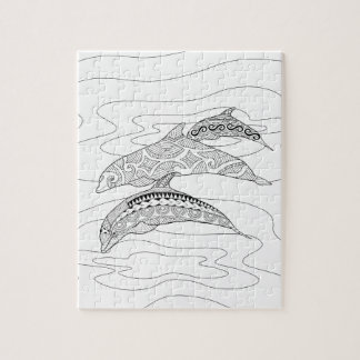 Drei Delphin-erwachsenes Farbton-Puzzlespiel Puzzle