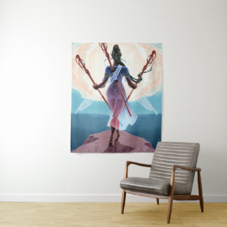 Drei der Stäbe Tarot Fantasy Art Wandteppich