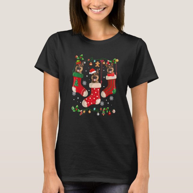 Drei deutsche Hirte in Sock Christmas Santa X ma T-Shirt (Vorderseite)