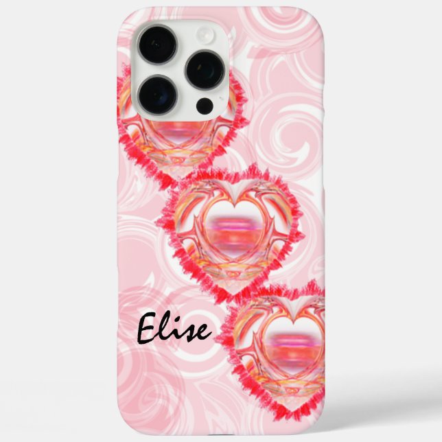 Drei diagonal gestapelte, zerfetzte Herzen Custom Case-Mate iPhone Hülle (Rückseite)