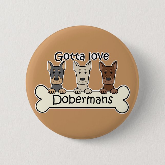 Drei Dobermann Button (Vorderseite)