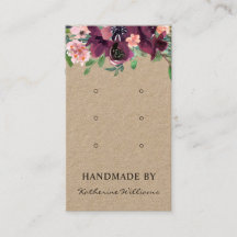 Drei Earring-Display-Karten | Burgund Wasserfarbe