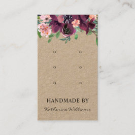 Drei Earring-Display-Karten | Burgund Wasserfarbe Visitenkarte