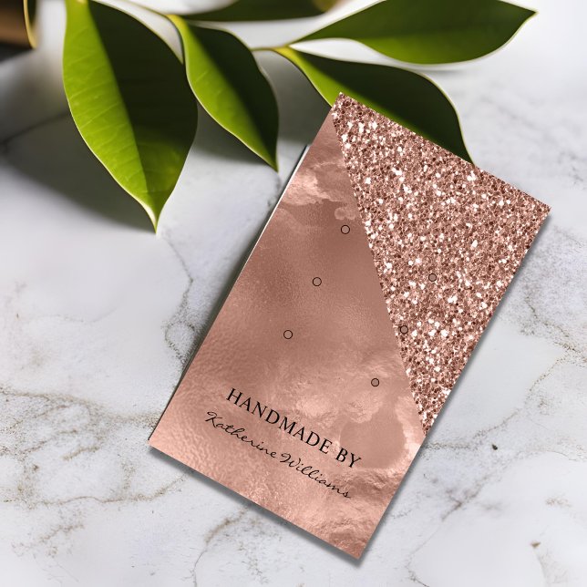 Drei Earring-Display-Karten | Rose Gold und Glitze Visitenkarte (Von Creator hochgeladen)