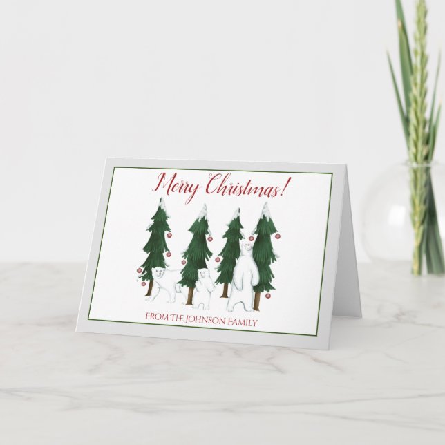 Drei Eisbären Frohe Weihnachtskarte Karte (Vorderseite)