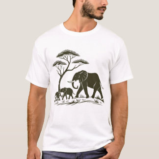Drei Elefanten Silhouette Minimal Art T-Shirt