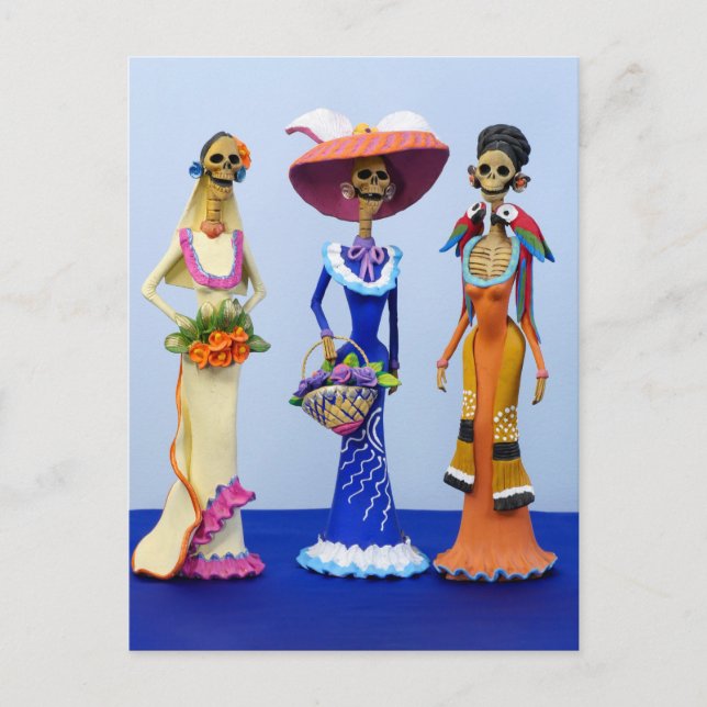 Drei elegante Catrinas Postkarte (Vorderseite)