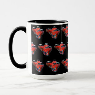 Drei elegante rote und weiße Oldtimer, Tasse