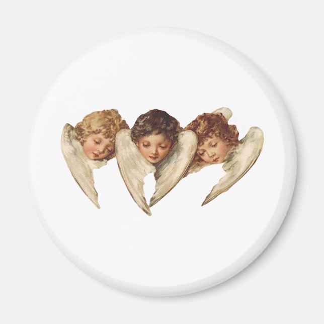 Drei Engel mit Kind - Vintage Kitsch Magnet (Vorne)