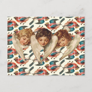 Drei Engel mit Kind - Vintage Kitsch Postkarte