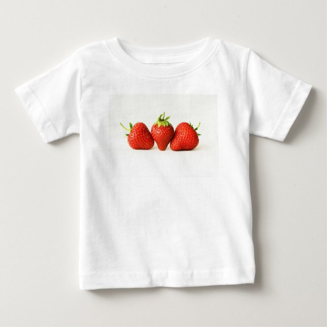 Drei Erdbeeren auf weißem Eiskrem Baby T-shirt (Vorderseite)