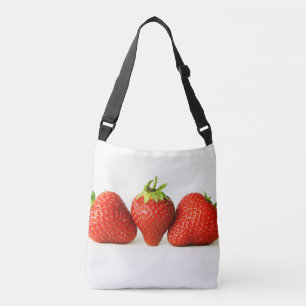 Drei Erdbeeren auf weißer BBC-Crossbody-Bag Tragetaschen Mit Langen Trägern
