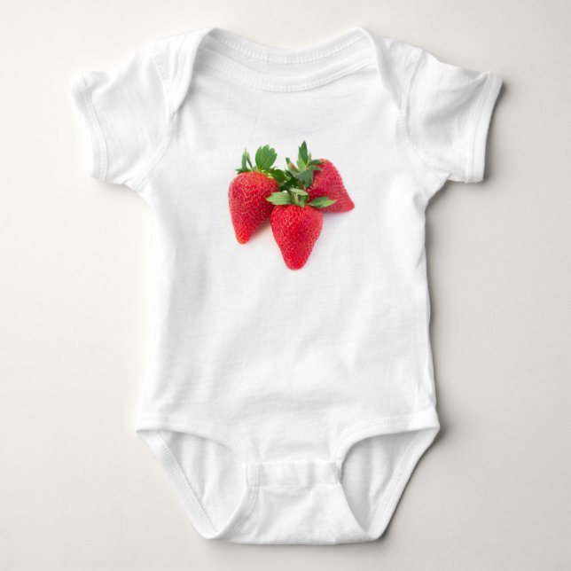 Drei Erdbeeren Baby Strampler (Vorderseite)