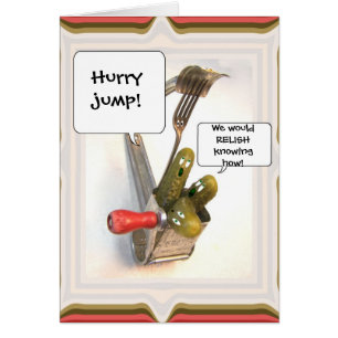 Drei Essiggurken-Comic-Schablonen-Karte