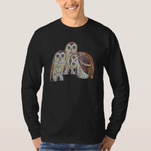 Drei Eulen detaillierter Vektor im Nouveau-Stil T-Shirt