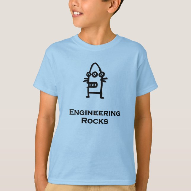 Drei Eye Bot Engineering Rocks T-Shirt (Vorderseite)