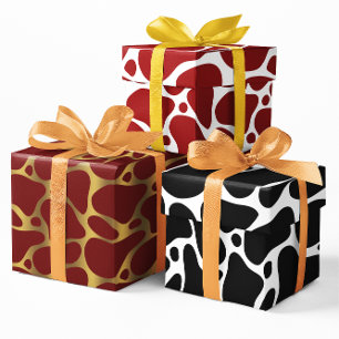 Drei Farben abstraktes Giraffmuster Geschenkpapier Set