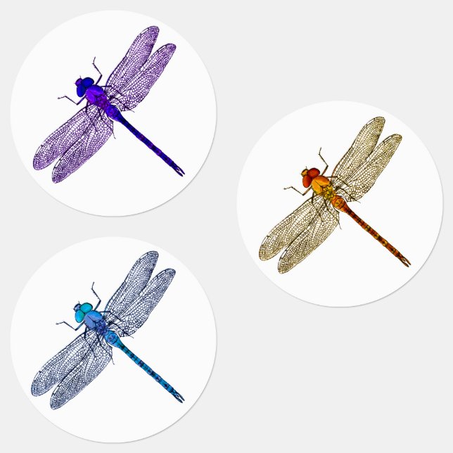 Drei Farben Dragonfly Sticker (Gruppe)
