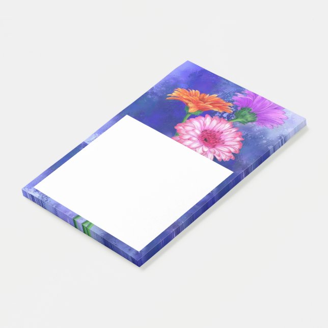 Drei Farben Gerberas Post it Notes Post-it Klebezettel (angewinkelt)