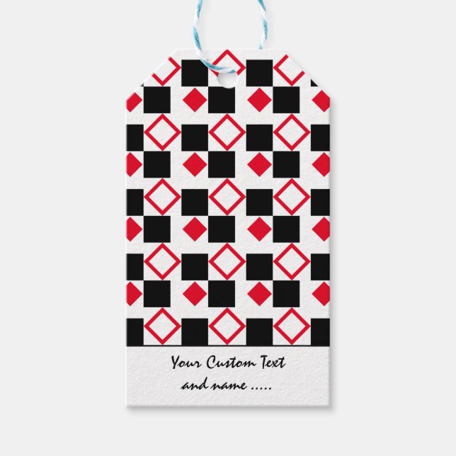 Drei Farben, quadratisch, rot, schwarz, weiß, Must Geschenkanhänger (Vorderseite)