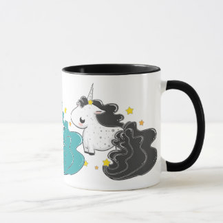 drei Farben von Cartoon Unicorns mit der Tasse