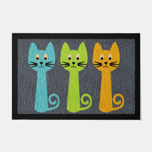 Drei farbenfrohe Katze Doormat, Tierfreunde Fußmatte