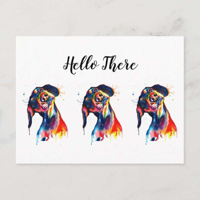 Drei farbige Dackeln Postkarte (Vorderseite)