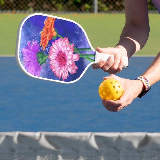 Drei farbige Gerberas-Blume Pickleball-Paddel Pickleball Schläger (InSitu)