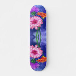Drei farbige Gerberas-Skateboard - Malerei Skateboard