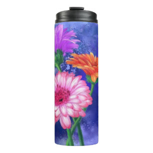 Drei farbige Gerberas-Thermal-Tumbler-Malerei Thermosbecher