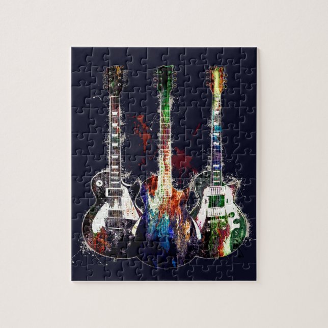 Drei farbige Gitarren Puzzle (Vertikal)