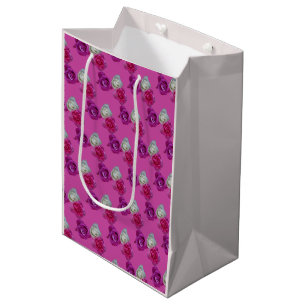 Drei farbige Rose Muster Geschenktasche Mittlere Geschenktüte