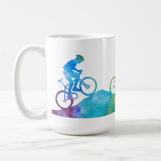 Drei farblich gewaschene Mountainbiker Kaffeetasse (Links)