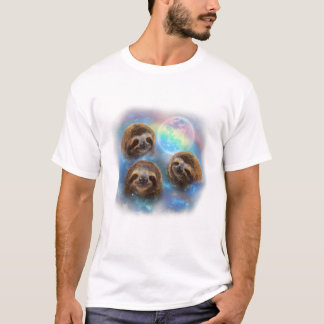 Drei Faultier und Regenbogen T-Shirt