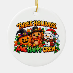 Drei Feiertage, eine glückliche Crew Keramik Ornament