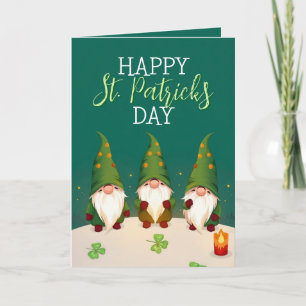 Drei festliche Gnomes Kleeblatts St Patrick's Day Karte
