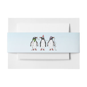 Drei festliche Weihnachtspinguine Illustration Einladungsbanderole
