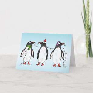 Drei festliche Weihnachtspinguine Illustration Feiertagskarte