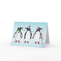 Drei festliche Weihnachtspinguine Illustration