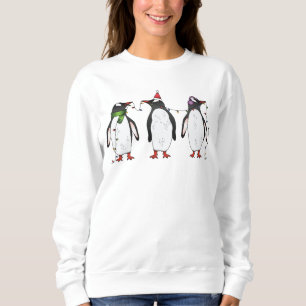 Drei festliche Weihnachtspinguine Illustration Sweatshirt
