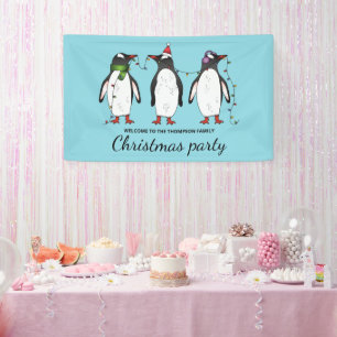 Drei festliche Weihnachtspinguine mit individuelle Banner