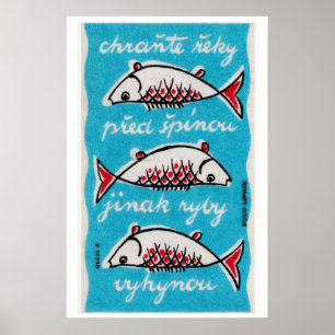 Drei Fische - Matchbox-Druck - Tschechische Wandku Poster