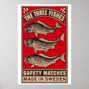 Drei Fische Streichholzschachtel-Kunstprint, Schwe Poster