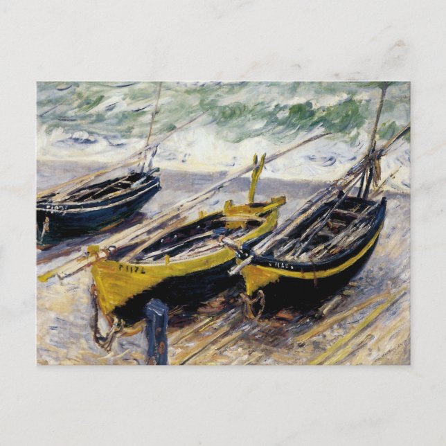 Drei Fischerboote von Monet Postkarte (Vorderseite)