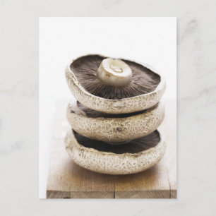 Drei flache Pilze aus Holz Postkarte