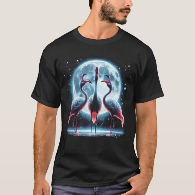 Drei Flamingos heulen am Mond wie drei Wölfe T-Shirt (Vorderseite)