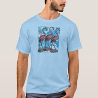 Drei Flamingos mit Blumen
